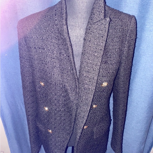 Zara Charcoal Blazer with Metallic Buttons - Picture 8 of 11